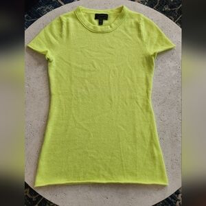 J. Crew Neon Yellow 100% Cashmere Sweater Short Sleeve